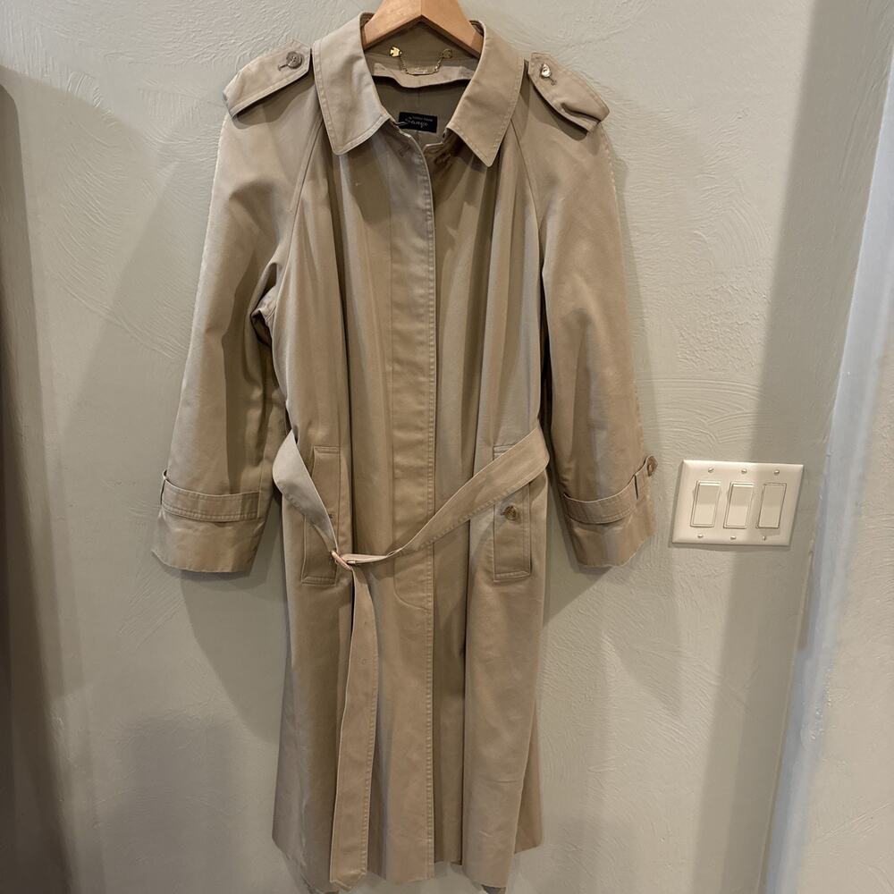 Vintage Sanyo Carol Cohen Made in Japan Khaki Trench‎ Coat Size 10P
